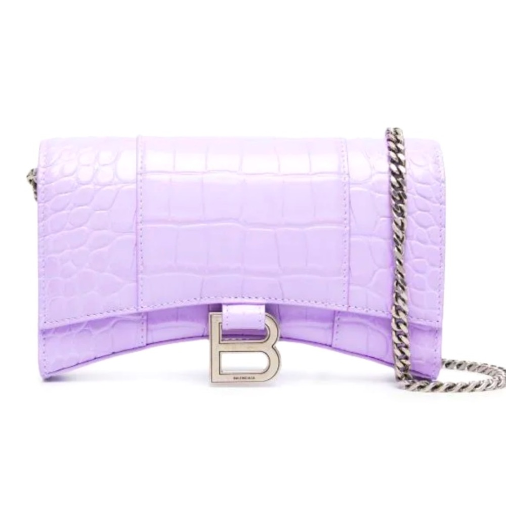 Balenciaga Lilac Hourglass Wallet on Chain